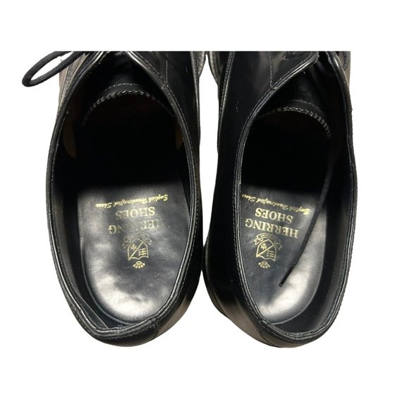 Herring Shoes Black Leather English Bench Made Cap Toe Oxfords Mens 10.5 main image 4